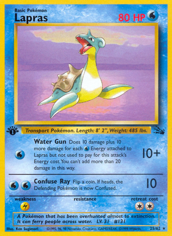 Fossil set Non Holo Lapras #25/62 first edition